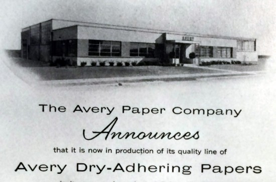 Paper advertisement for the Avery Paper Company in the 1950s.